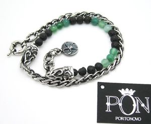 【送料無料】イタリアン　ブレスレット　カフメノウチェーンブラbracciale portonovo stone doppio giro agata verde lavica e catena refbra04036