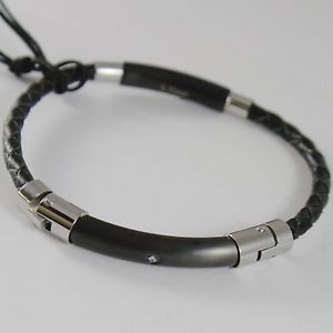 【送料無料】イタリアン　ブレスレット　スチールレザーカフbracciale da uomo in acciaio e pelle semirigido cesare paciotti 4us 4ubr1534