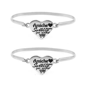 【送料無料】イタリアン ブレスレット ダブルメタルブレスレットdoppio bracciale rigido schiava capritaly in acciaio con frase incisa sorelle