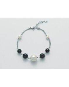 【貨物輸送無料】イタリアン 腕輪 カフテラマーレオニキスブラックシルバーパールbracciale miluna terra mare pbr2557m perle onice nero argento perla donna