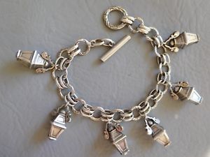 【貨物輸送無料】イタリアン 腕輪 ブレスレットグルメアルジェントランタンビンテージランタンbracelet gourmette ancien gris argent breloque lanterne vintage charms lantern