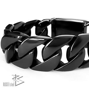【貨物輸送無料】イタリアン 腕輪 ステンレススチールタンクカフブレスレットxxl bracciale インチ acciaio inox armkette carri armati bracciale massiccio 165 g nero lucido