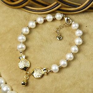【貨物輸送無料】イタリアン 腕輪 ブレスレットパールデアルジェントクラスbracelet perle de culture deau douce deux poisson argent massive 925 class a18