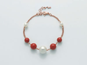 【貨物輸送無料】イタリアン 腕輪 カフテラマーレレッドコーラルシルバーピンクゴールドbracciale miluna terra mare pbr2472m perle corallo rosso argento oro rosa donna