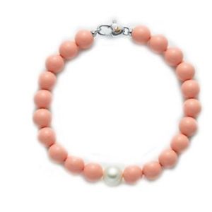 【貨物輸送無料】イタリアン 腕輪 カフゴールドコーラルブレスレットパールピンクパスタbracciale miluna pbr2085v oro perle rosa pasta di corallo bracelet con chiusura