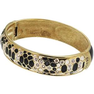 【貨物輸送無料】イタリアン 腕輪 メタルブレスレットスチールスワロフスキーbracciale rigido guess ubb81331 donna acciaio gold swarovski nero jewelry