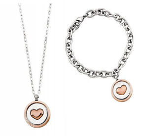 【貨物輸送無料】イタリアン 腕輪 カフネックレスローズイタリアンデザイン2jewels completo bracciale  collana donna cuore pvd rose italian design 231215