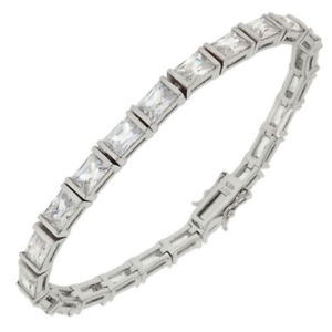 【貨物輸送無料】イタリアン 腕輪 スターリングシルバーキュービックジルコンテニスカフdonna argento sterling 925 zircone cubico rettangolo tennis 178糎 bracciale