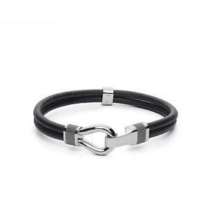 【貨物輸送無料】イタリアン 腕輪 ブレスレットクリントビンbrosway, bracciale clint 地方検事 uomo インチ cuoio nero 21糎  bin13b, nuovo