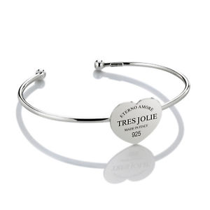 【貨物輸送無料】イタリアン 腕輪 メタルブレスレットトレスジョリージュエルハートシルバーbracciale rigido donna tres jolie jewels cuore 20 粍 インチ argento 925 esb784a