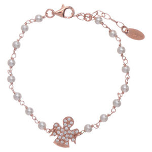 【貨物輸送無料】イタリアン 腕輪 カフジルコンアーメンビーズbracciale angioletto ros zirconato amen arg 925 e perline