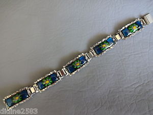 【貨物輸送無料】イタリアン 腕輪 ブレスレットアルジェントエナメルbracelet metal gris argent verre emaille emaux millefiori fleur flower enamel 70