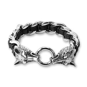 【貨物輸送無料】イタリアン 腕輪 スチールブレスレットライダーメッシュウォルフウォルcoolbodyart bracciale インチ acciaio motociclista a maglie mystic con lupo wol
