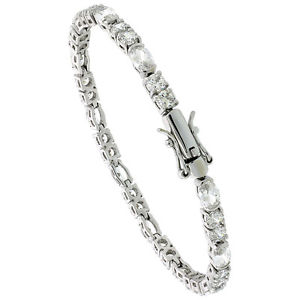 【貨物輸送無料】イタリアン 腕輪 庭球腕輪ラウンドargento sterling tennis bracciale walternando rotondo amp; di forma ovale