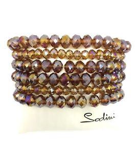 【貨物輸送無料】イタリアン 腕輪 トスカーナオレンジアートsodini   bracciale elastico con cristalli cangianti ambra art 531343x  donna