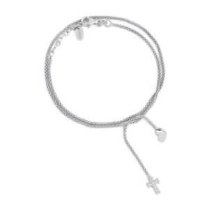 【貨物輸送無料】イタリアン 腕輪 カフアーメンペンダントハートシルバークロスbracciale amen babb2 ciondoli cuore e croce con zirconi インチ argento 925