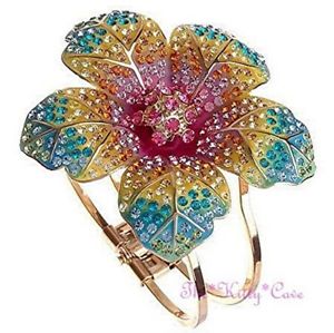 【貨物輸送無料】イタリアン 腕輪 エナメルゴールドブレスレットsplendido arcobaleno smalto a fiori bouquet bracciale インチ oro con cristalli swarosvki