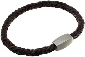 【貨物輸送無料】イタリアン 腕輪 チタンブラウンレザーブレスレットbracciale インチ pelle marrone con chiusura magnetica titanio 210815220122