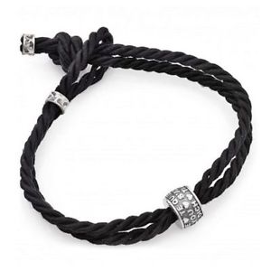 【貨物輸送無料】イタリアン 腕輪 ブレスレットアーメンシルバーbracciale インチ cotone amen ti amo btan colore nero con charm インチ argento 925