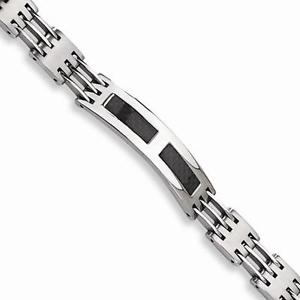 【送料無料】イタリアン　ブレスレット　ステンレススチールカーボンブラックカフサービスacciaio inox carbonio nero intarsio identit nome bracciale incisione gratuita 19,485円