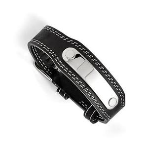 【送料無料】イタリアン　ブレスレット　ステンレススチールブラックカフサービスacciaio inox amp; vera pelle nera identit nome bracciale incisione gratuita regalo