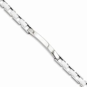 【送料無料】イタリアン　ブレスレット　カフステンレススチールセラミックホワイトクリップacciaio inox bianco ceramica gancetto di collegamento identit nome bracciale