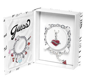 【送料無料】イタリアン　ブレスレット　ハートペンダントカフシルバーguess charmbox ciondolo a forma di cuore amp; bracciale ubs81001 argento
