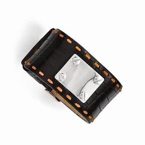 【送料無料】イタリアン ブレスレット ステンレススチールオレンジカフacciaio inox nero, in pelle arancione cucitura identit nome bracciale|hokushin