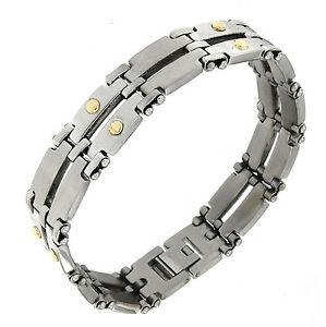 【送料無料】イタリアン　ブレスレット　ｋｔゴールドステンレススチールカフブレスレットbracciale per uomo in acciaio anallergico riporti in oro 18kt braccialetto