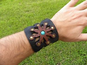 【送料無料】イタリアン ブレスレット バッファローレザーターコイズストラップカフハンドメイドカスタマイズbufalo pelle turchese personalizza cinturino bracciale grande fatto a mano|hokushin