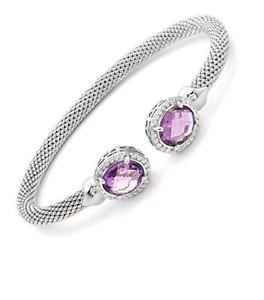 【送料無料】イタリアン ブレスレット スターリングシルバーアメジストブレスレットnuovo hallmarked argento sterling ametista amp; zirconi coppia donna braccialetto|hokushin
