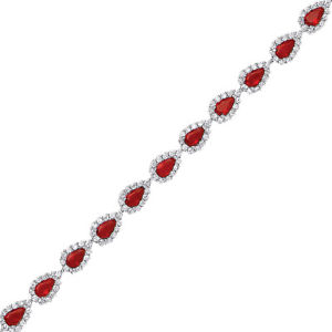 【送料無料】イタリアン　ブレスレット　シルバーレッドホワイトナシジョイテニスブレスレットラウンドargento rosso bianco pera round cz lacrime di gioia bracciale tennis｜hokushin 31,837円