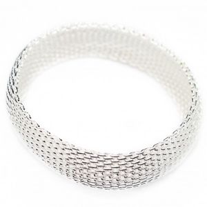 【送料無料】イタリアン　ブレスレット　シルバーメッシュテクスチャブレスレットbraccialetto grande in argento da donna con una texture maglia｜hokushin