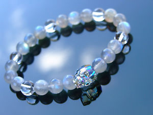 【送料無料】イタリアン　ブレスレット　メンズスカルスワロフスキーインチブレスレットmens fire labradorite teschio braccialetto con cristalli swarovski 69 pollici con elastico｜hokushin