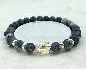 【送料無料】イタリアン　ブレスレット　ブレスレットスターリングシルバーハンドメイドbuddha bracciale agata nero 925 sterling argento perle fatti a mano by nap｜hokushin