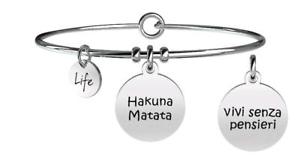 【送料無料】イタリアン　ブレスレット　ブレスレットスチールkidult bracciali acciaio philosophy hakuna matata senza pensieri 731248｜hokushin