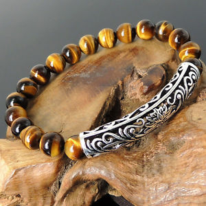 【送料無料】イタリアン　ブレスレット　ヨガカフブラウンタイガーアイスターリングシルバーyoga sacrale chakra da balia bracciale marrone di tigre occhio argento sterling｜hokushin