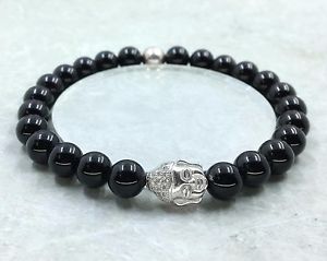 【送料無料】イタリアン　ブレスレット　ブレスレットオニキスブラックスターリングシルバーbuddha bracciale agata onyx nero 925 sterling argento fatti a mano by nap｜hokushin