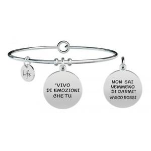 【送料無料】イタリアン　ブレスレット　カフヴァスコロッシペンダントbracciale kidult vasco rossi da donna con ciondolo scritta frase canzone rewind