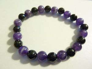 【送料無料】イタリアン　ブレスレット　ブレスレットノワールbracelet calme et protection amethyste spinelle noir perles 8mm