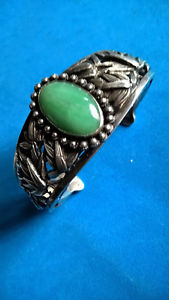 【送料無料】イタリアン ブレスレット ブレスレットアルジェントシノワヒスイbracelet ancien en argent chinois bambou amp; jade verte