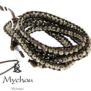 【送料無料】イタリアン ブレスレット シルバーベトナムカフmychau bracciale vietnamita in argento e pirite bhs7033