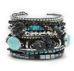 【送料無料】イタリアン　ブレスレット　ブレスレットマルチヌフbracelet bresilien multirangs *hipanema* carbone taille m 18cm neuf｜hokushin