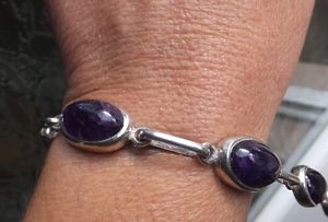 【送料無料】イタリアン　ブレスレット　グルメブレスレットアルジェントカボションクロbelle gourmette bracelet argent amethyste veritable cabochons serties clos 20,576円