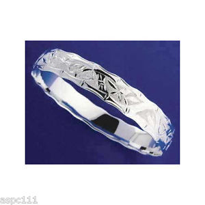 【送料無料】イタリアン ブレスレット スターリングシルバーハワイアンメタルブレスレットエッジargento sterling 925 hawaiano bracciale rigido bamboo forma bordo smerlato 18mm|hokushin