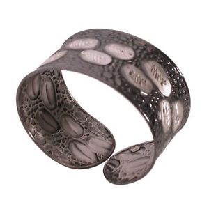 【送料無料】イタリアン　ブレスレット　カフクロコダイルシルバーゴールドブロンズbracciale donna aperto schiava coccodrillo bicolore argento 925‰ e oro bronze
