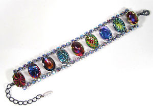【送料無料】イタリアン ブレスレット カフビンテージクリスタルライトサファイアボヘミアsoho bracciale vintage cristalli light sapphire aurore boreale bohemia space age|hokushin