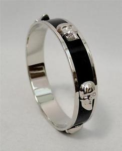 【送料無料】イタリアン　ブレスレット　アレキサンダーマックイーンブラックスカルカフブレスレットダストバッグalexander mcqueen nero teschio bracciale braccialetto, nuova con sacca antipolvere regal