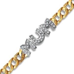 【送料無料】イタリアン　ブレスレット　イエローゴールドカフ9ct oro giallo zirconi bracciale bordo mamma｜hokushin
