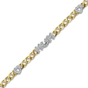 【貨物輸送無料】イタリアン 腕輪 ｋｔイエローゴールドカフエッジ9 kt oro giallo cz mum amp; bracciale bordo cuore